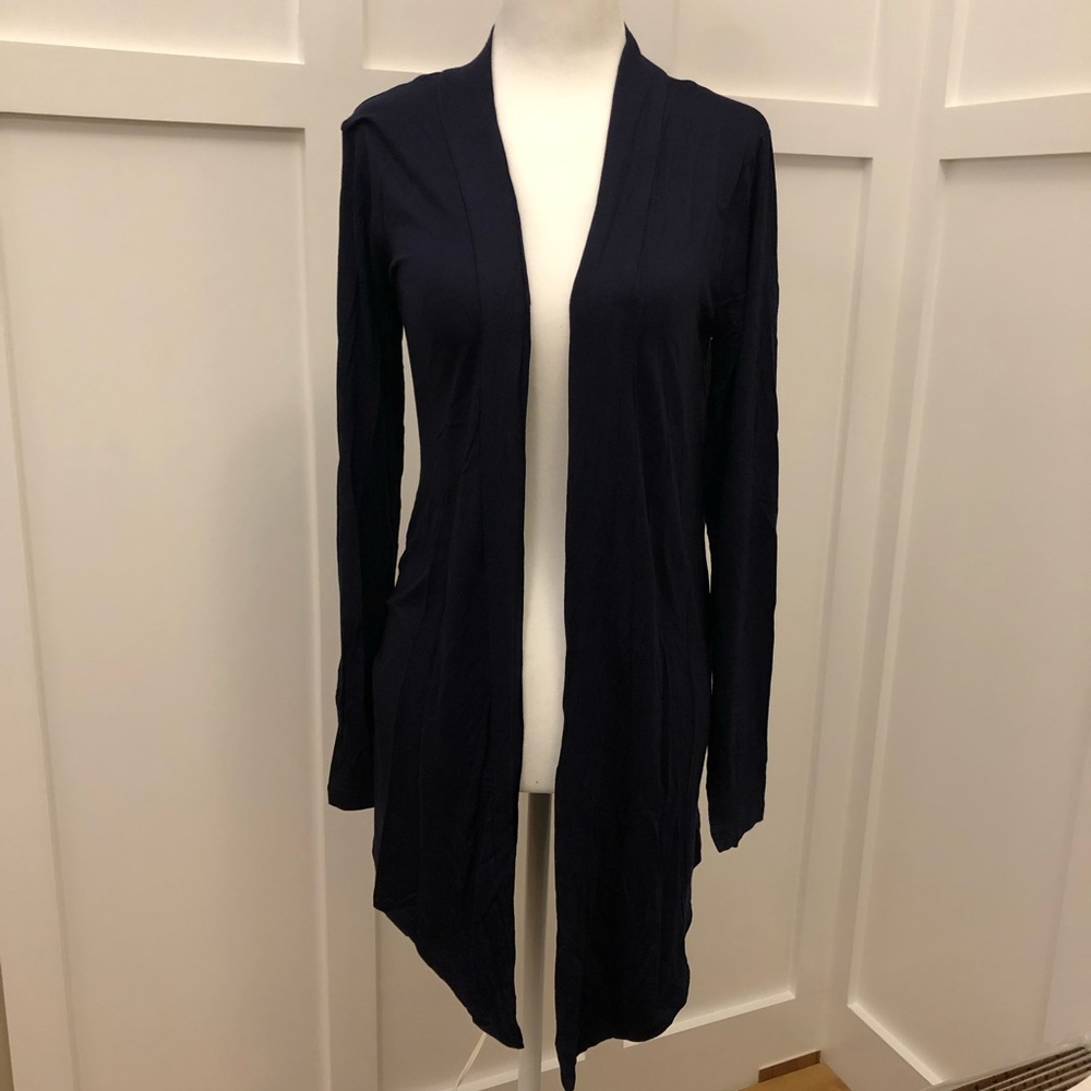 NWOT Long Lightweight Navy Open Front Cardigan